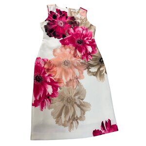 Calvin Klein Womens beige red Floral Midi Slip Dress Size 10 SKU 9202